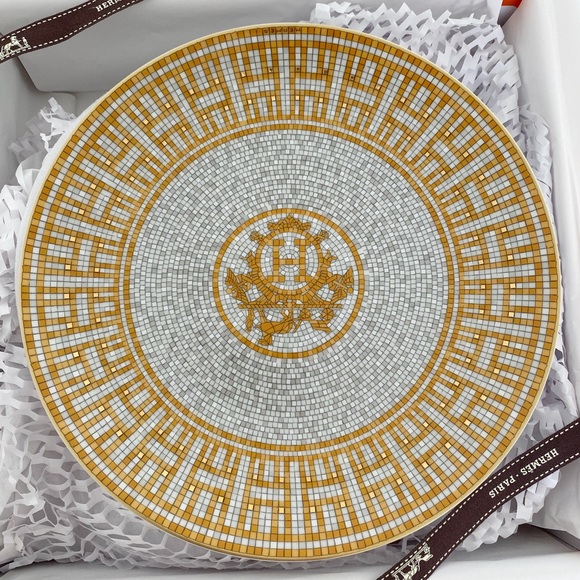 BRAND NEW Hermes Mosaique Au24 Gold Dessert Plate - Picture 12 of 14